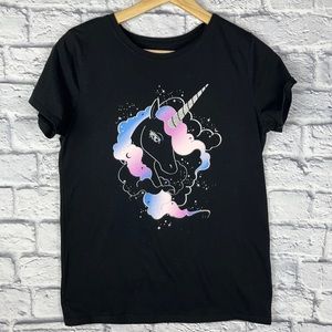 Cat & Jack Girls Black Shirt With Unicorn Design